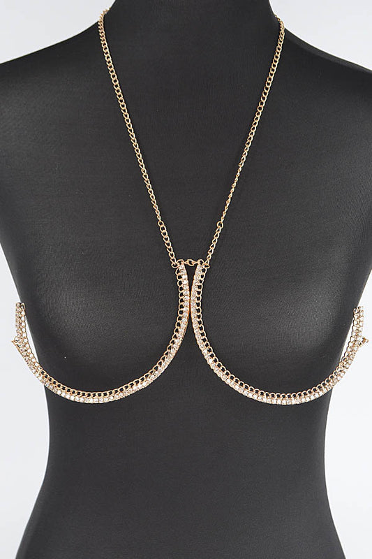 Rhinestone Halter Bra Chain