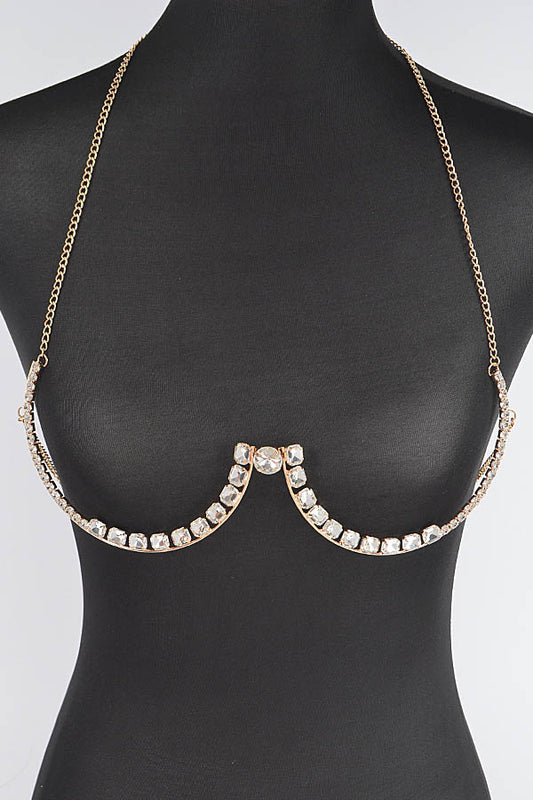 Rhinestone Cupped Bra Chain