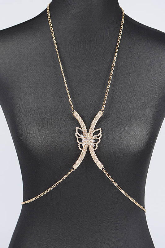 Butterfly Rhinestone Bra Chain