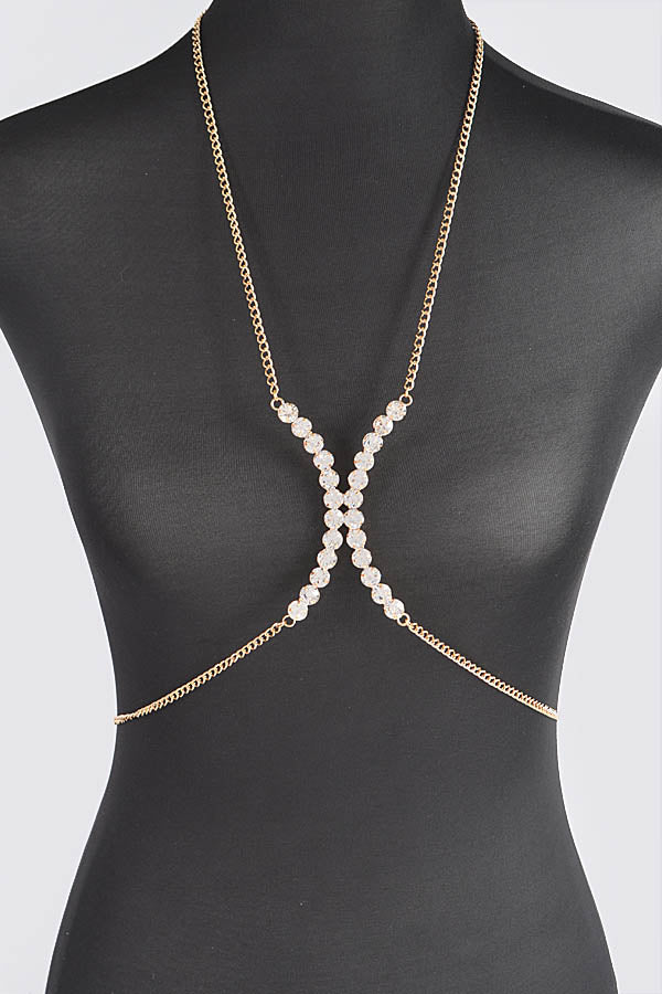 Double Crescent Rhinestone Bra Chain