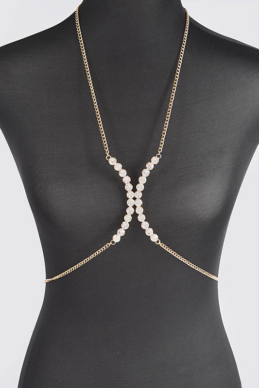Double Crescent Rhinestone Bra Chain