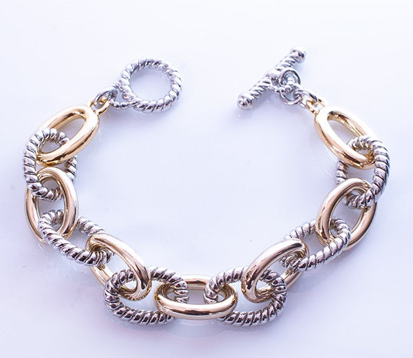 Two Tone Link Toggle Bracelet