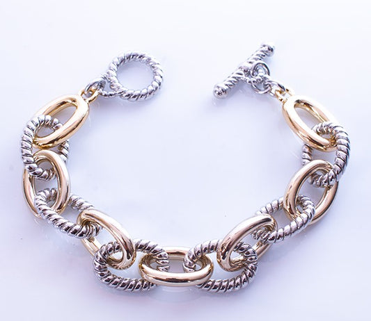 Two Tone Link Toggle Bracelet